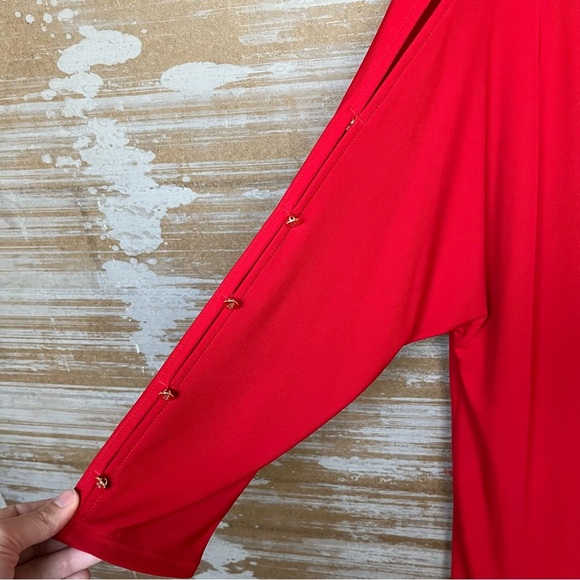 Lauren Ralph Lauren Sheath Dress Gold Button Career Work Wear Cut Out Womens L - Picture 2 of 7